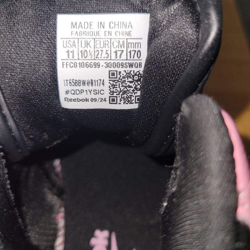 Reebok Black and Pink Sneakers